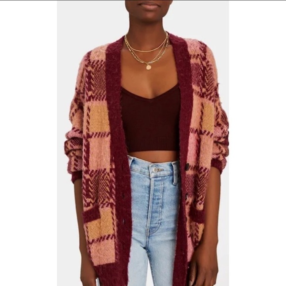 Re/Done 90s Oversized Mulberry Knit Sweater Cardigan - Picture 1 of 10